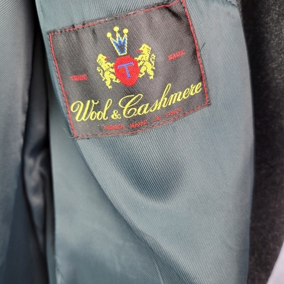 Trade Mark cashmere wool Full coat size L Black/White Italian Fabric - Picture 6 of 14